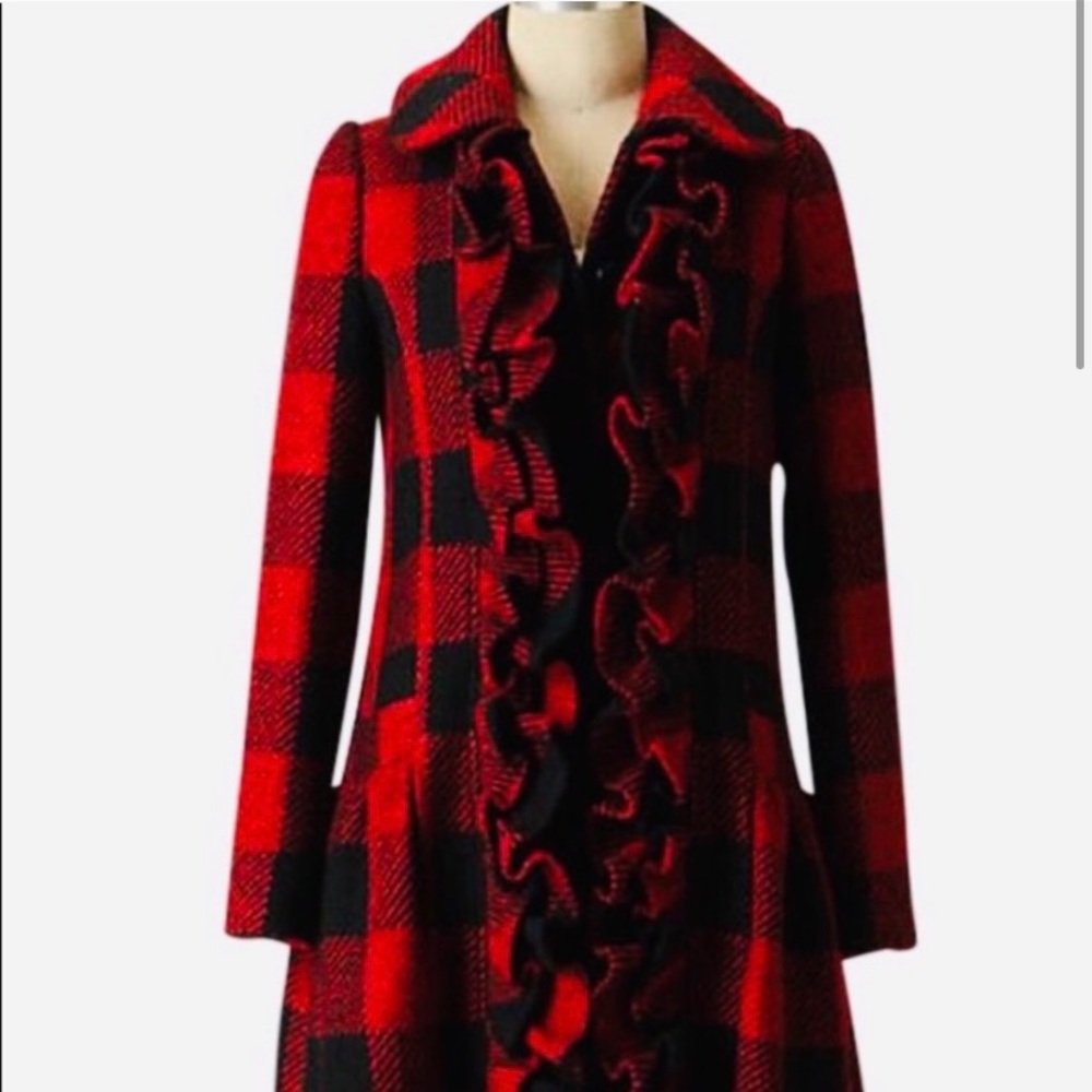Buffalo Plaid Rib Trim Jacket in Black/Gardenia